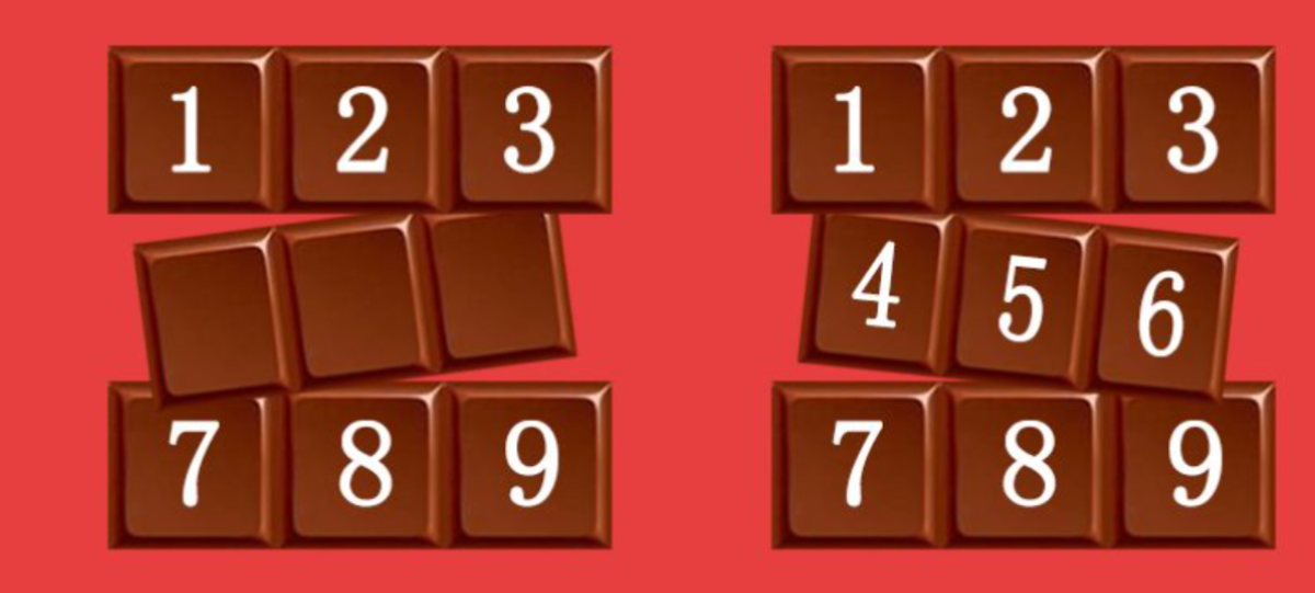 由巧克力块制作的3D拼图，可以像魔方一样旋转数字，从3*3到20*20，一共有18个关卡，请将他们按顺序拼好吧。